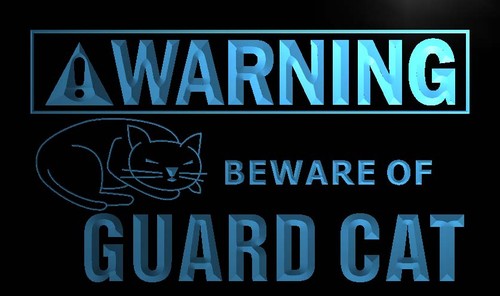 Warning Beware of Guard Cat Neon Light Sign